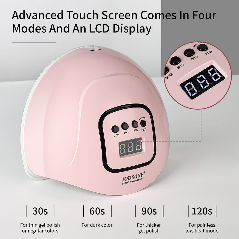 JODSONE UV LED nail lamp side view in pink for space-efficient use