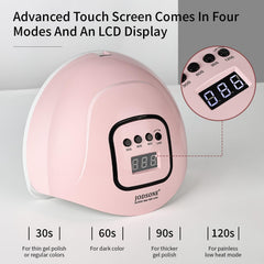 JODSONE UV LED nail lamp side view in pink for space-efficient use
