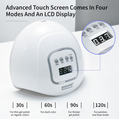 JODSONE UV nail lamp side profile highlighting compact footprint for small spaces.