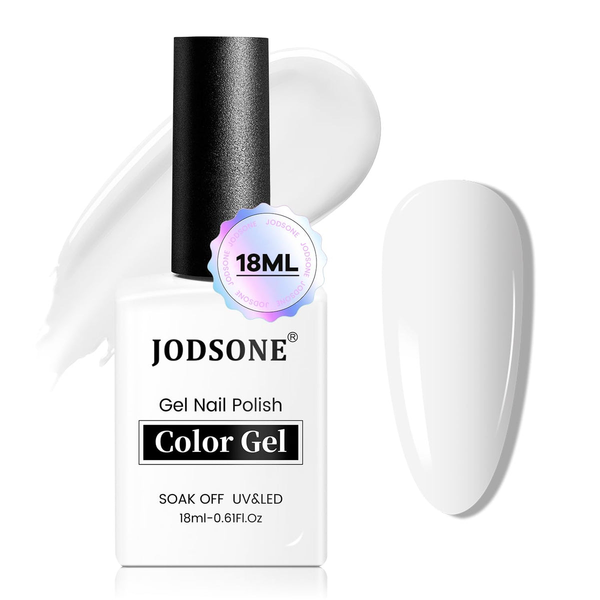 JODSONE White Gel Nail Polish bottle shows long-lasting color for at-home manicures.