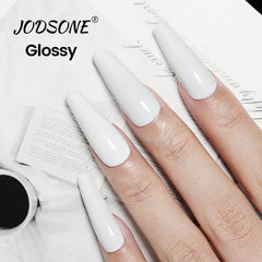 JODSONE White Gel Nail Polish used in an at-home manicure setup.