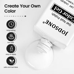 JODSONE white gel polish curing under UV/LED light for salon-ready results.