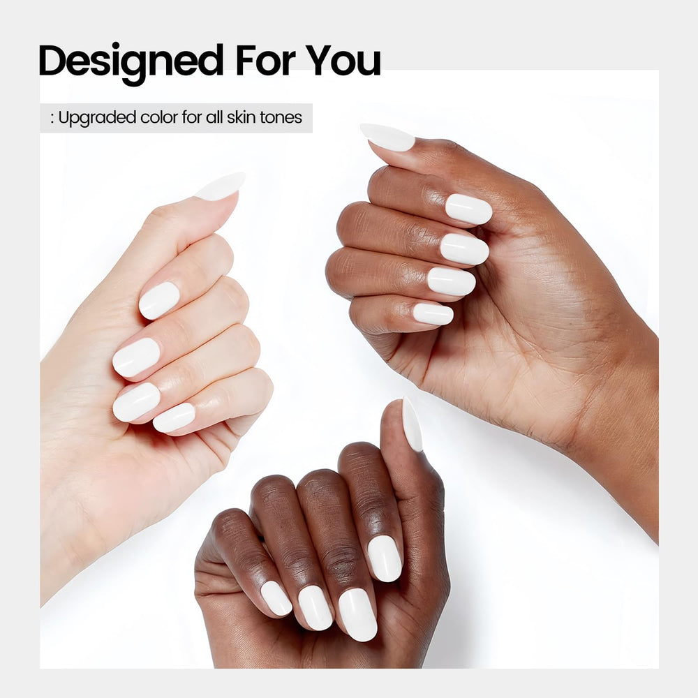 JODSONE white gel polish close-up reveals a glossy shine finish.