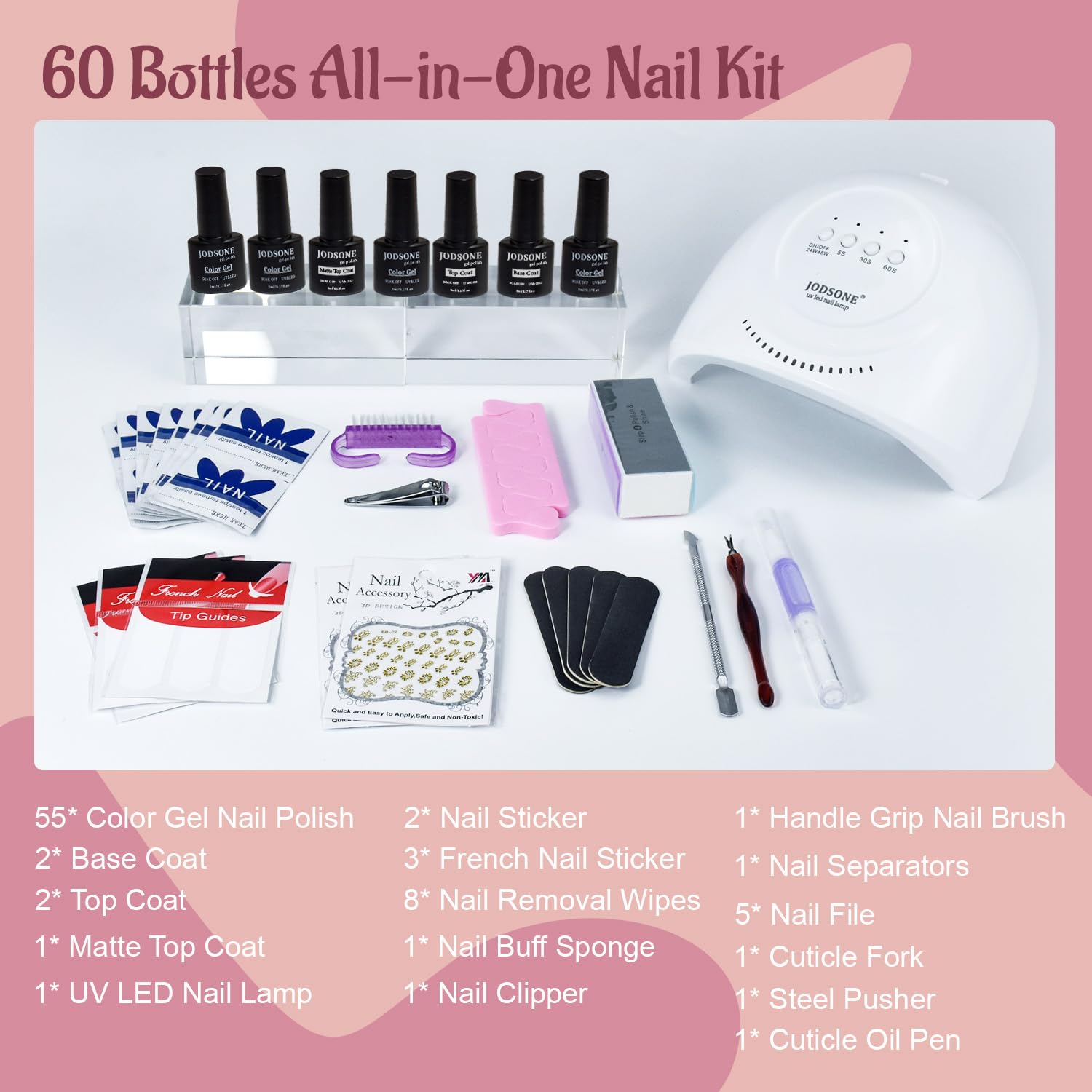 JODSONE base coat bottles protect nails and create a smooth canvas.