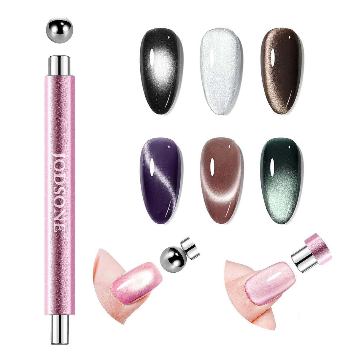 JODSONE cat-eye magnet tool with pink-gold cylinders for precise effects