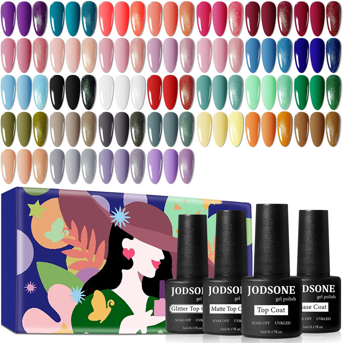 JODSONE Esmalte gel set 32 colores, paleta versátil para uñas creativas