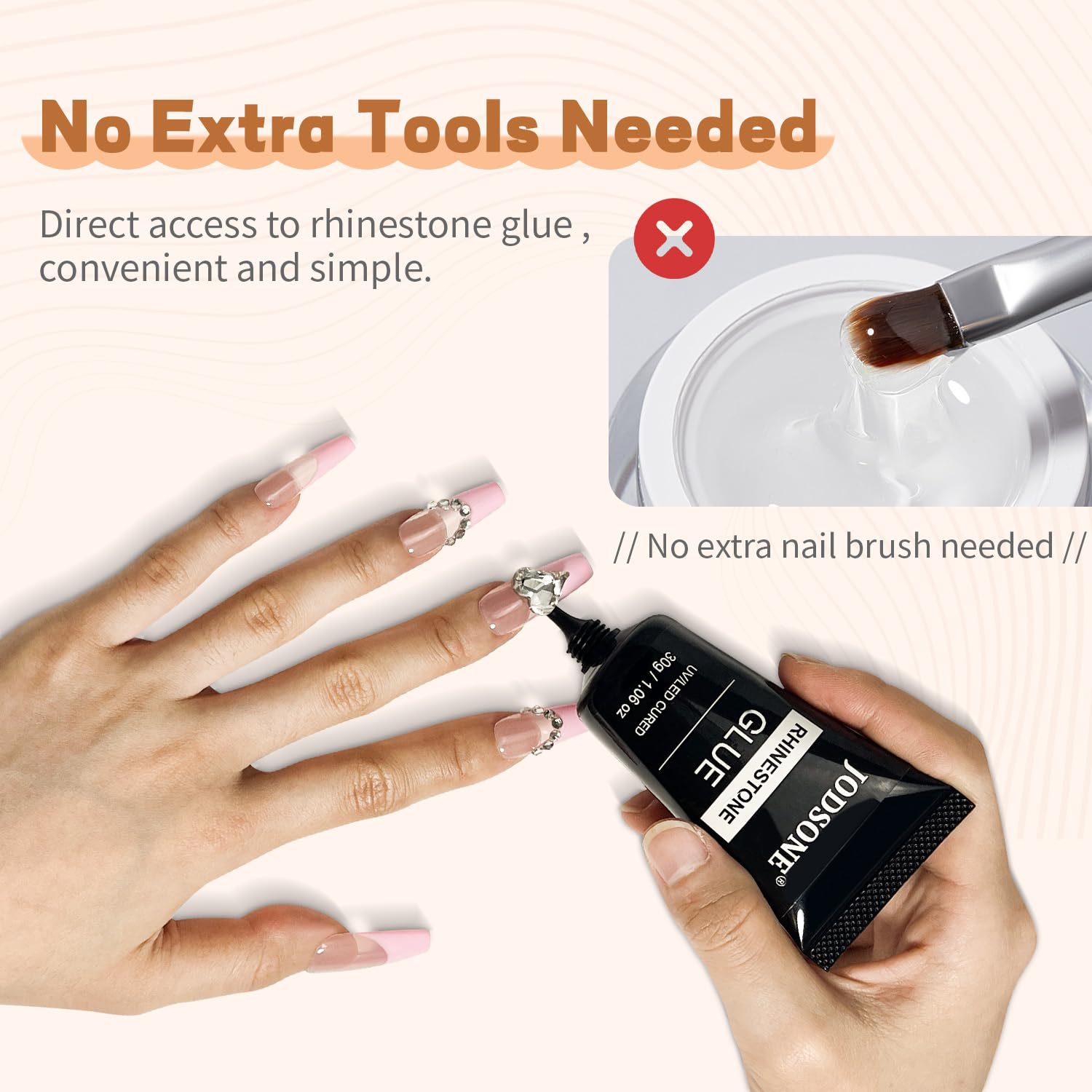 JODSONE: fijación fuerte para adornos grandes en uñas.