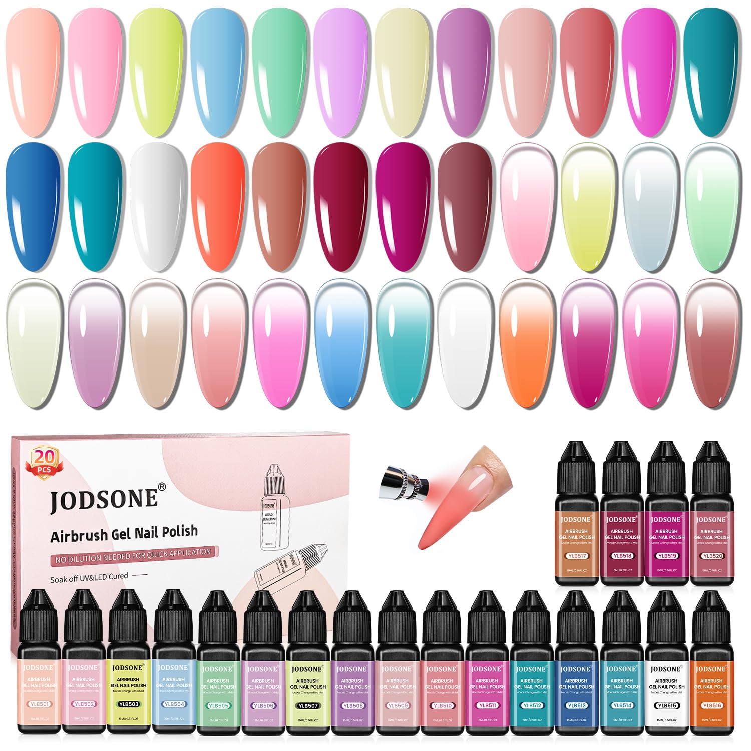 JODSONE set de aerógrafo con 20 colores para gradientes.