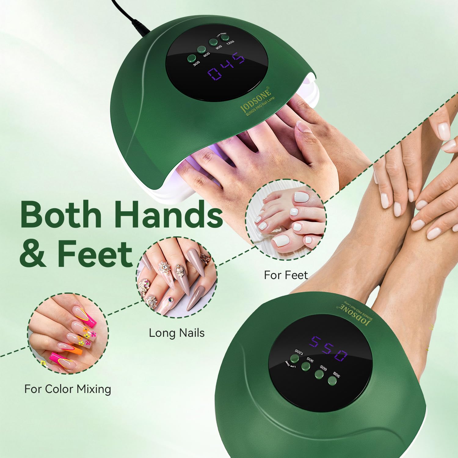 JODSONE U V Nail Lamp inside glow indicating curing process