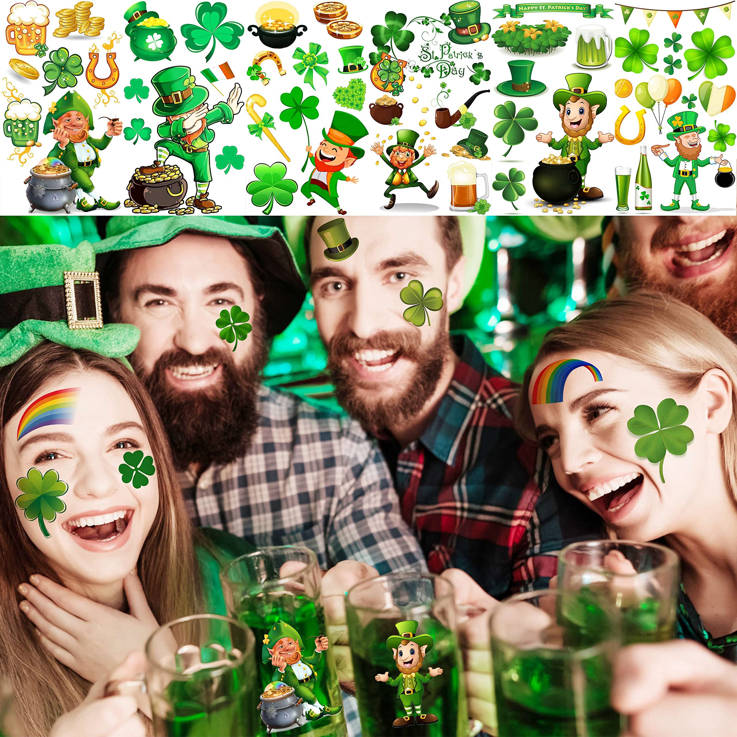 JOEHAPY leprechaun and rainbow tattoos for St. Patrick's Day outfits