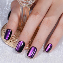 Jofay Fashion cat eye press-on nails in purple square style for quick salon-like results.