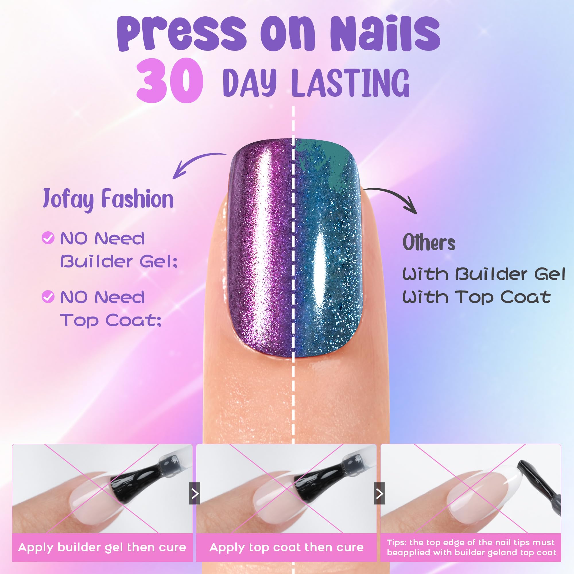 Jofay Fashion, uñas adhesivas con cinco estilos, ideales para fiestas y ocasiones especiales.