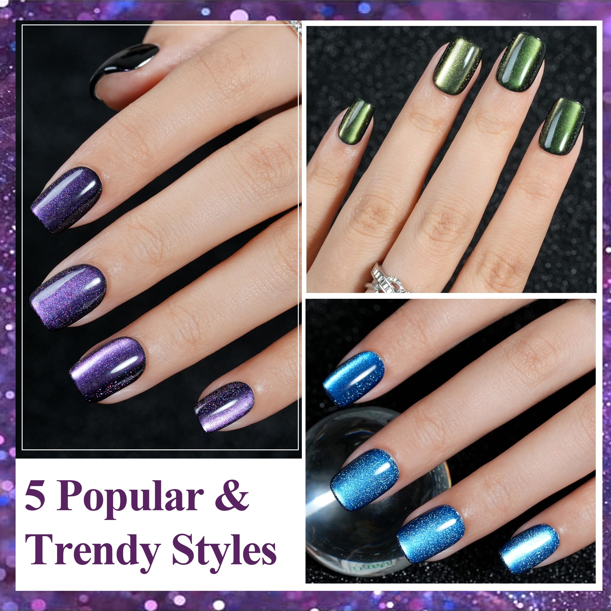 Uñas adheribles cortas Jofay Fashion destellos camaleón para acabado natural