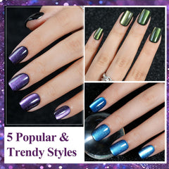 Uñas adheribles cortas Jofay Fashion destellos camaleón para acabado natural