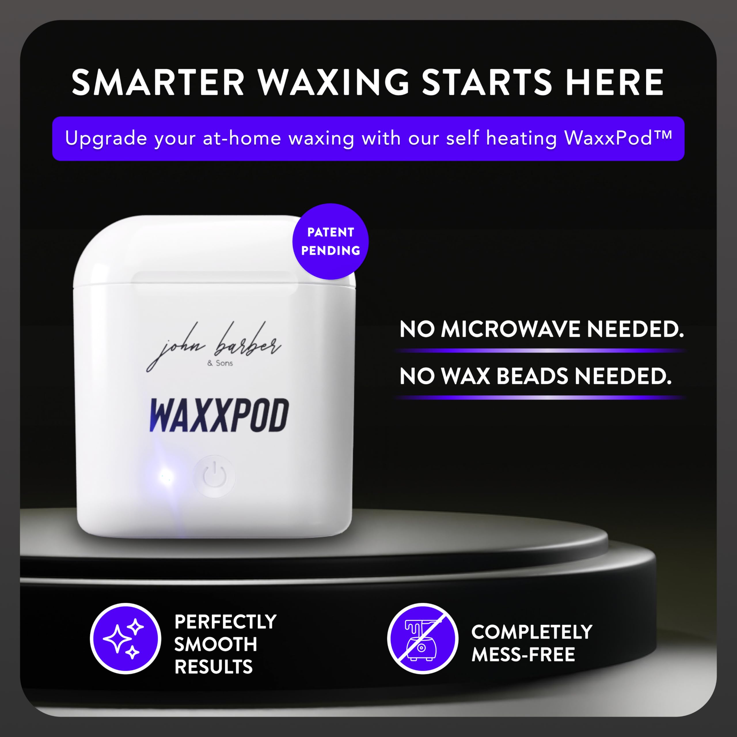 WaxxPod LED temperature indicator ensuring safe, controlled waxing