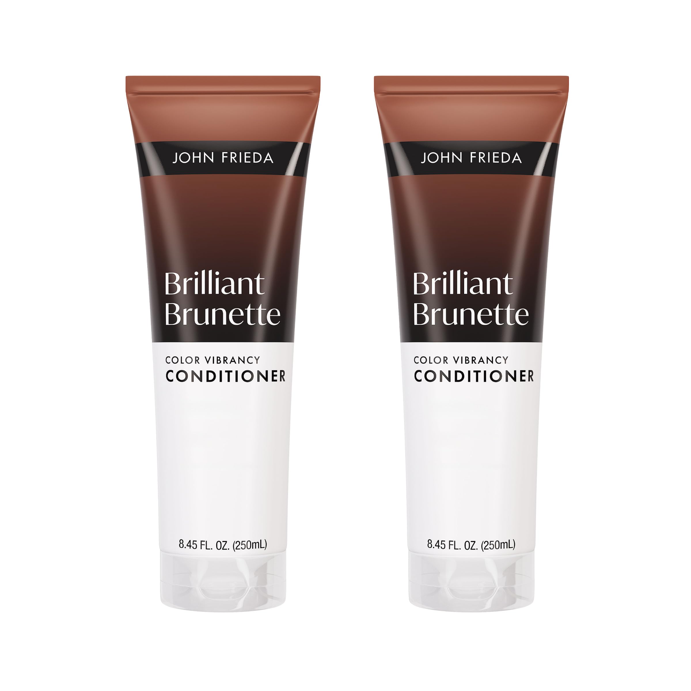 John Frieda Brillante Castaño Acondicionador, botella brillante para cabello castaño.