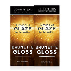 John Frieda Brilliant Brunette Luminous Glaze bottle shows rich color and radiant shine.