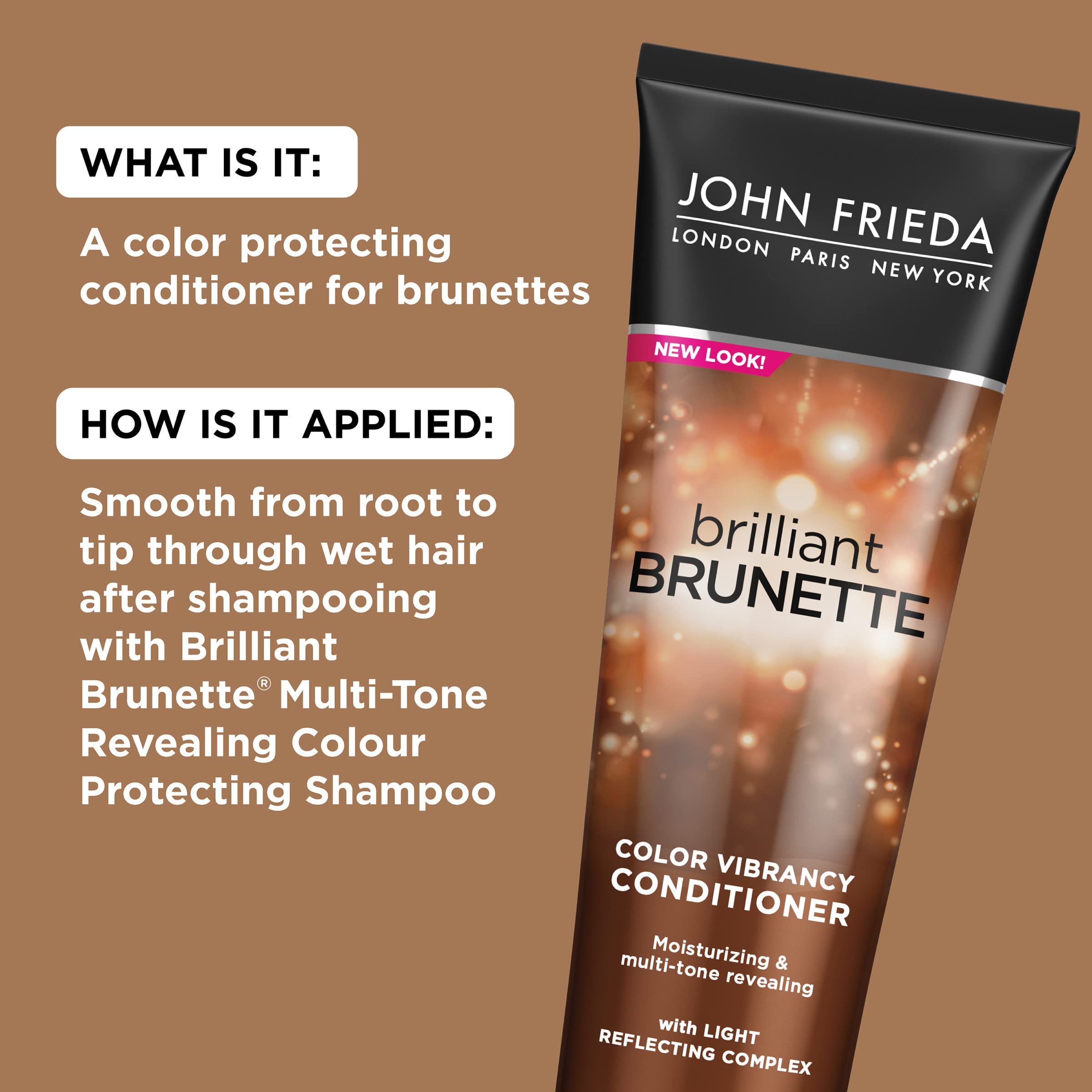 John Frieda Acondicionador Castaño: tonos con mayor profundidad y dimensión.