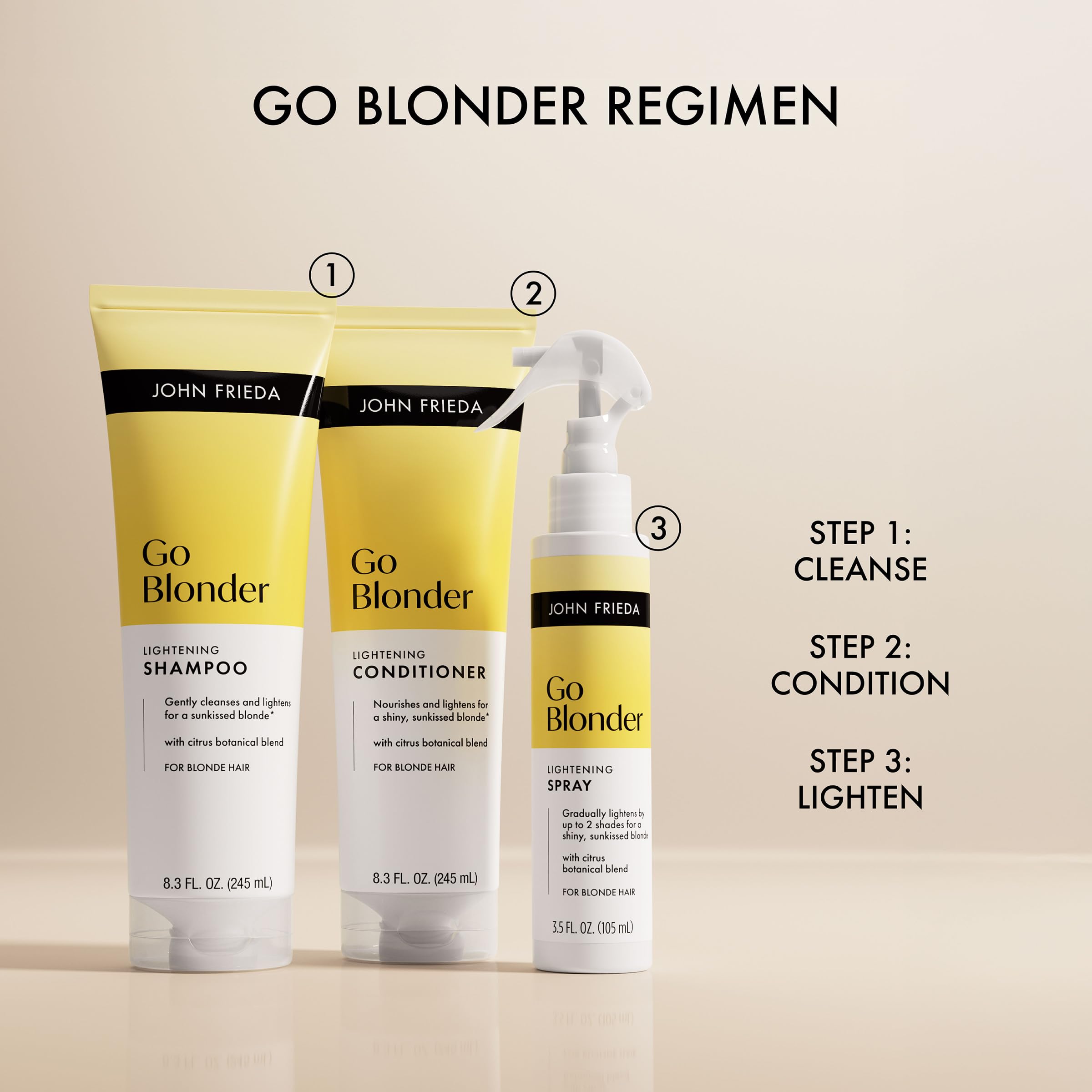 John Frieda Champú Aclarador para Rubias, cabello rubio con aspecto natural.