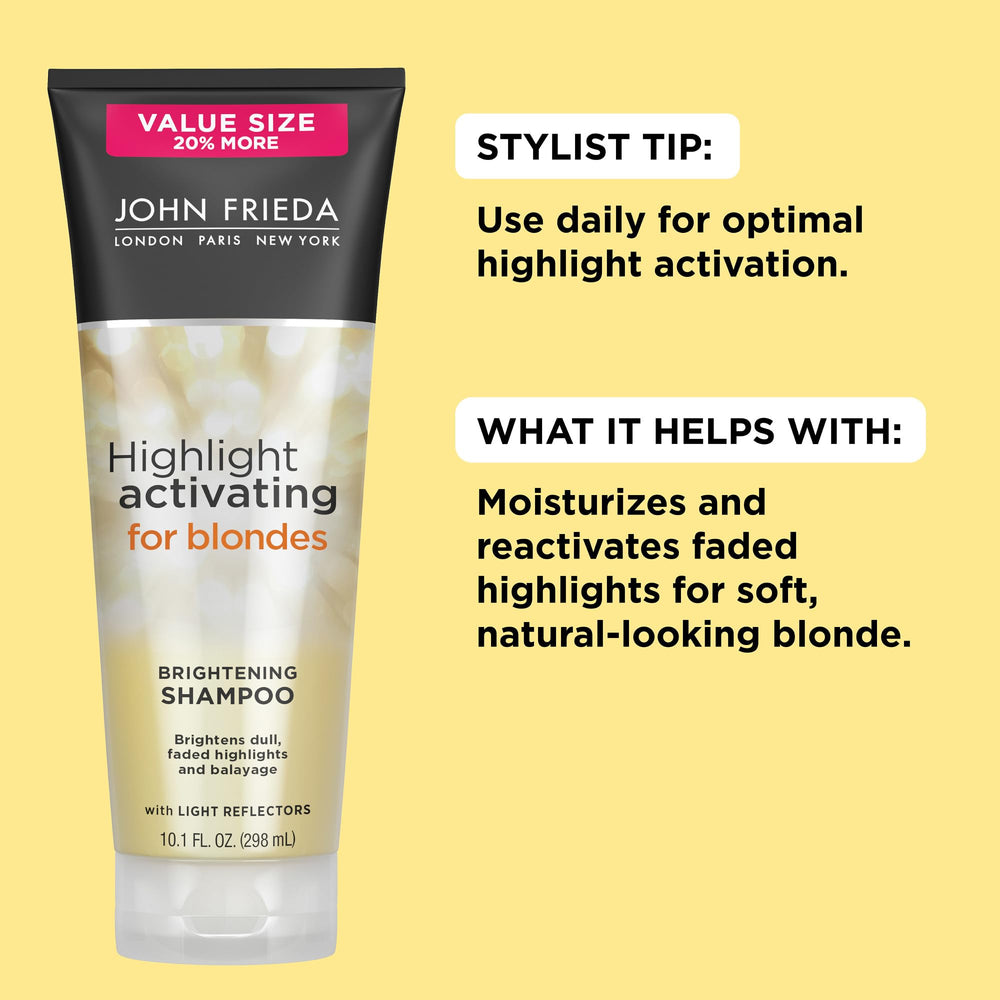 John Frieda Champú iluminador para rubios, vitamina C realza tonos.