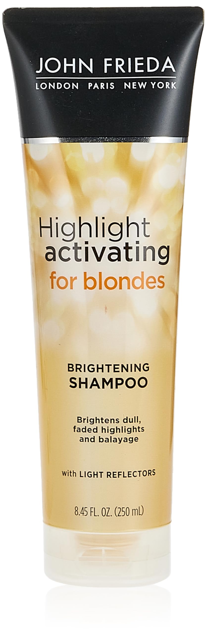 John Frieda champú rubio claro destellos: botella visible para tono rubio luminoso