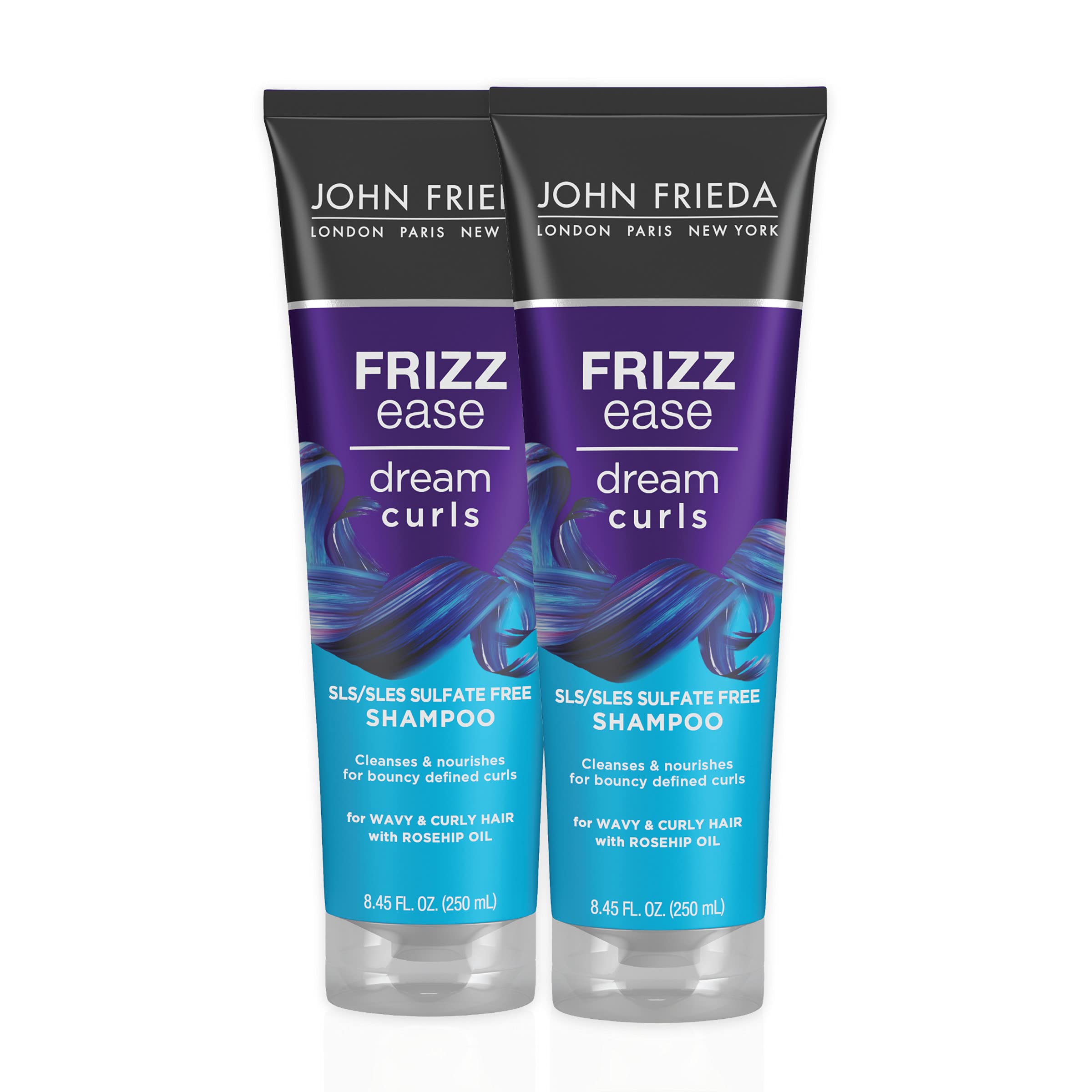 El John Frieda Dream Curls Shampoo, visible en esta botella, promete definición suave y brillo.