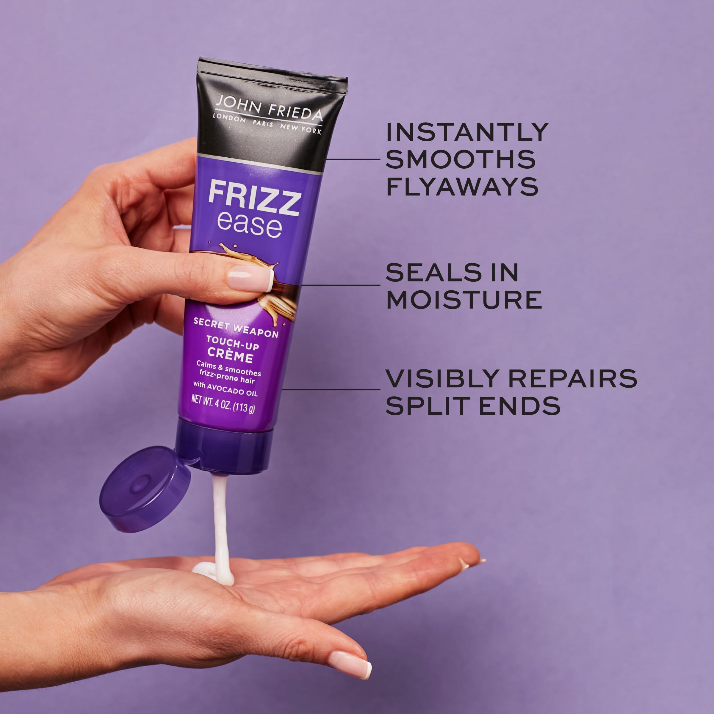 Uso en cabello húmedo para secado y protección del calor con Frizz Ease
