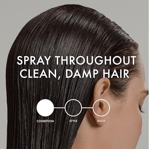 Hair with a natural gloss after applying the Leave-In spray.