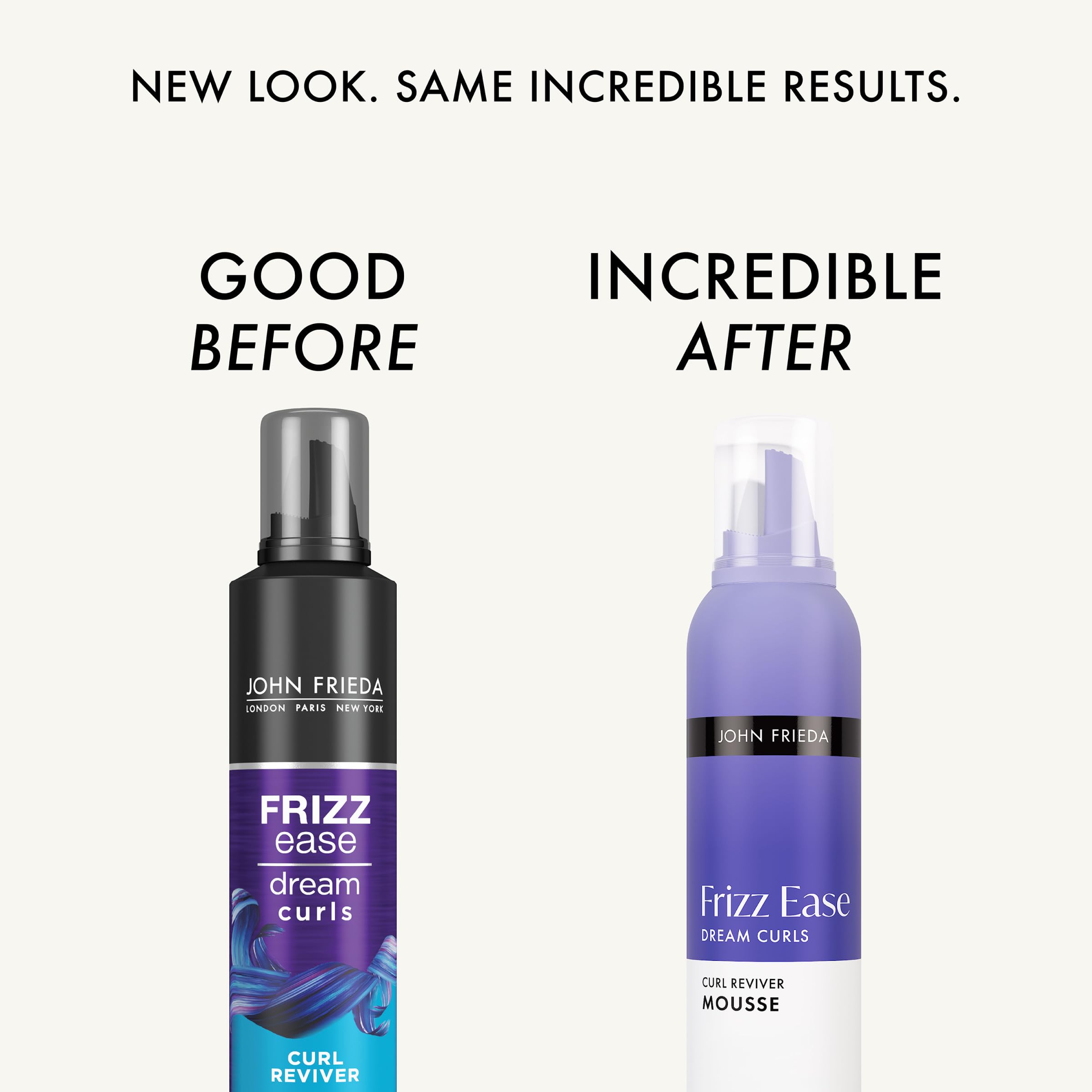 John Frieda Dream Curls Mousse dispensed into the hand for light, moldable styling