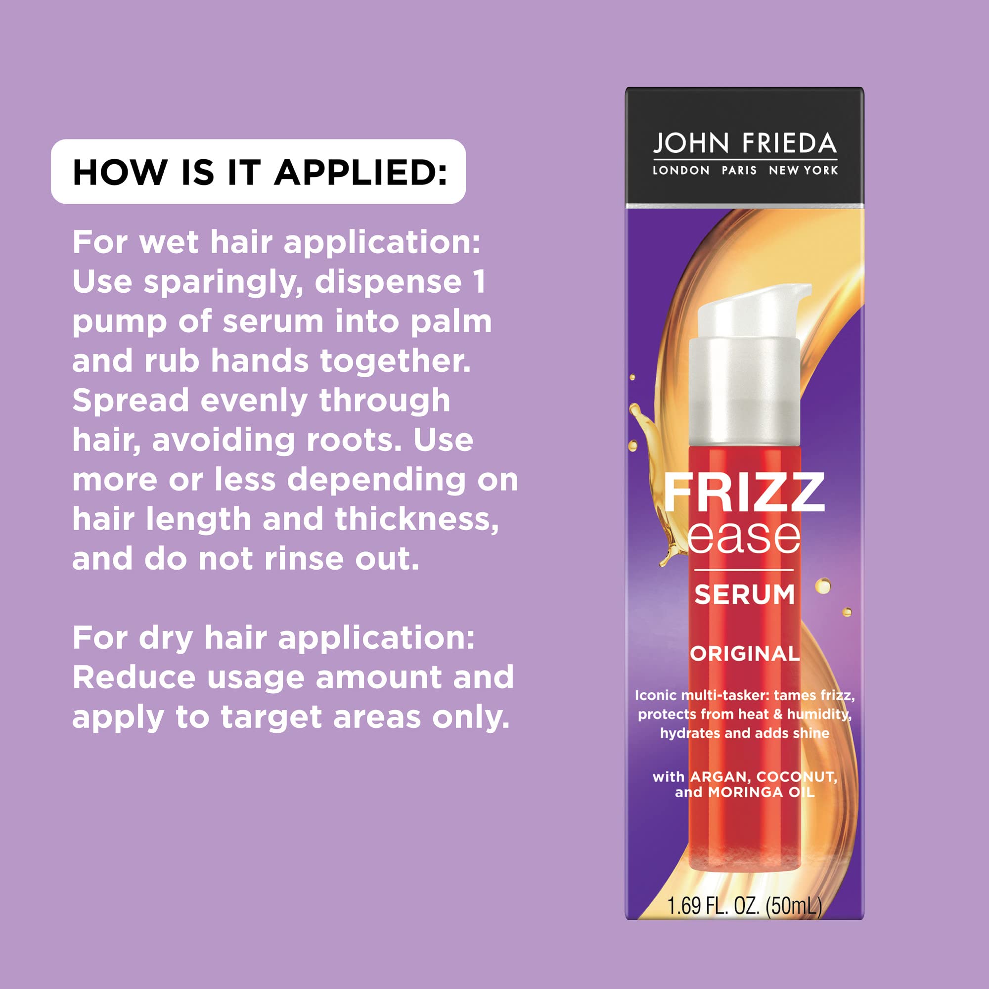 Compact travel packaging of John Frieda Frizz Ease Original 1.69 oz.