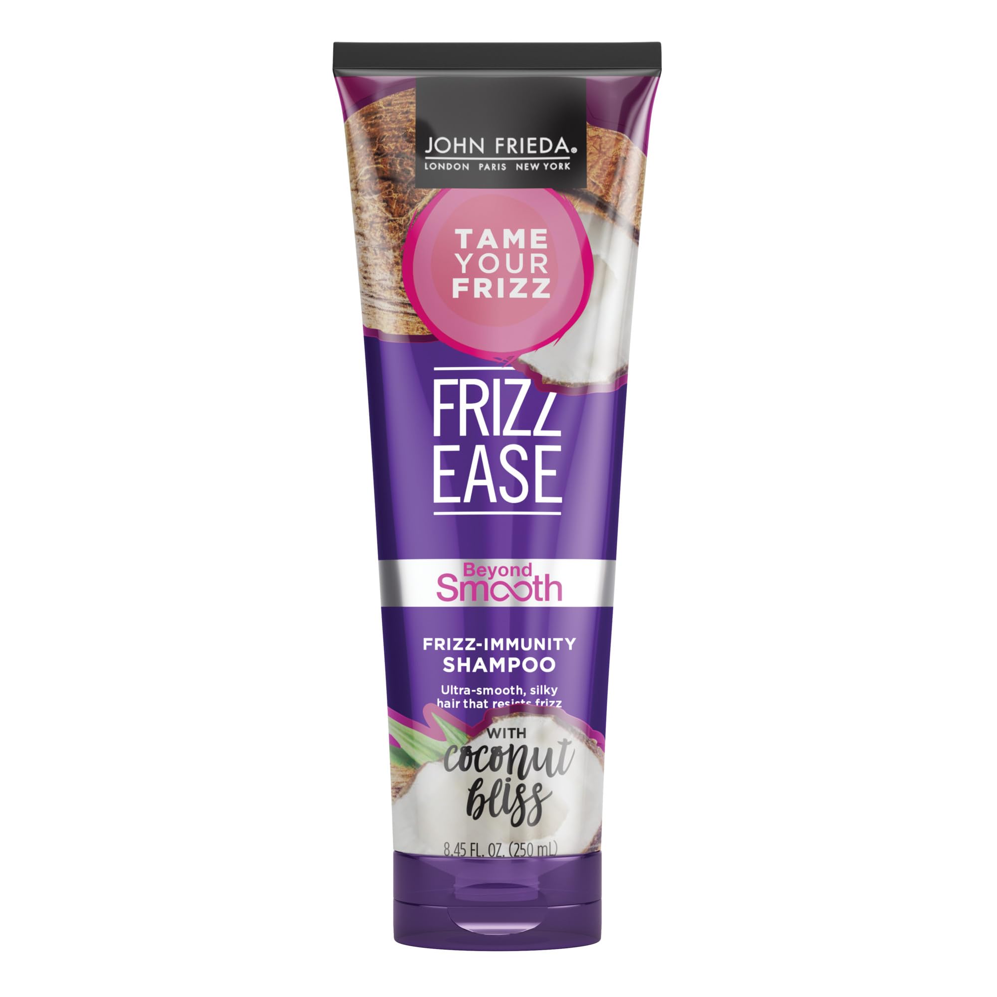 John Frieda Frizz-Immunity Shampoo, botella vertiendo para control diario del frizz