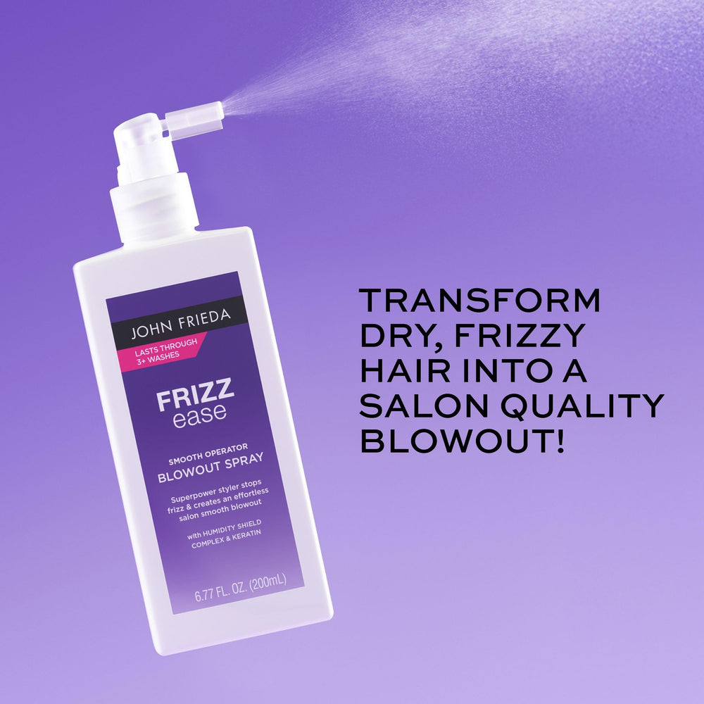 John Frieda Frizzease Smooth Operator brillo intenso para cabello transformado y liso.