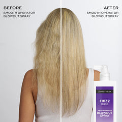 John Frieda Frizzease Smooth Operator protección térmica hasta 450 grados para peinado seguro.