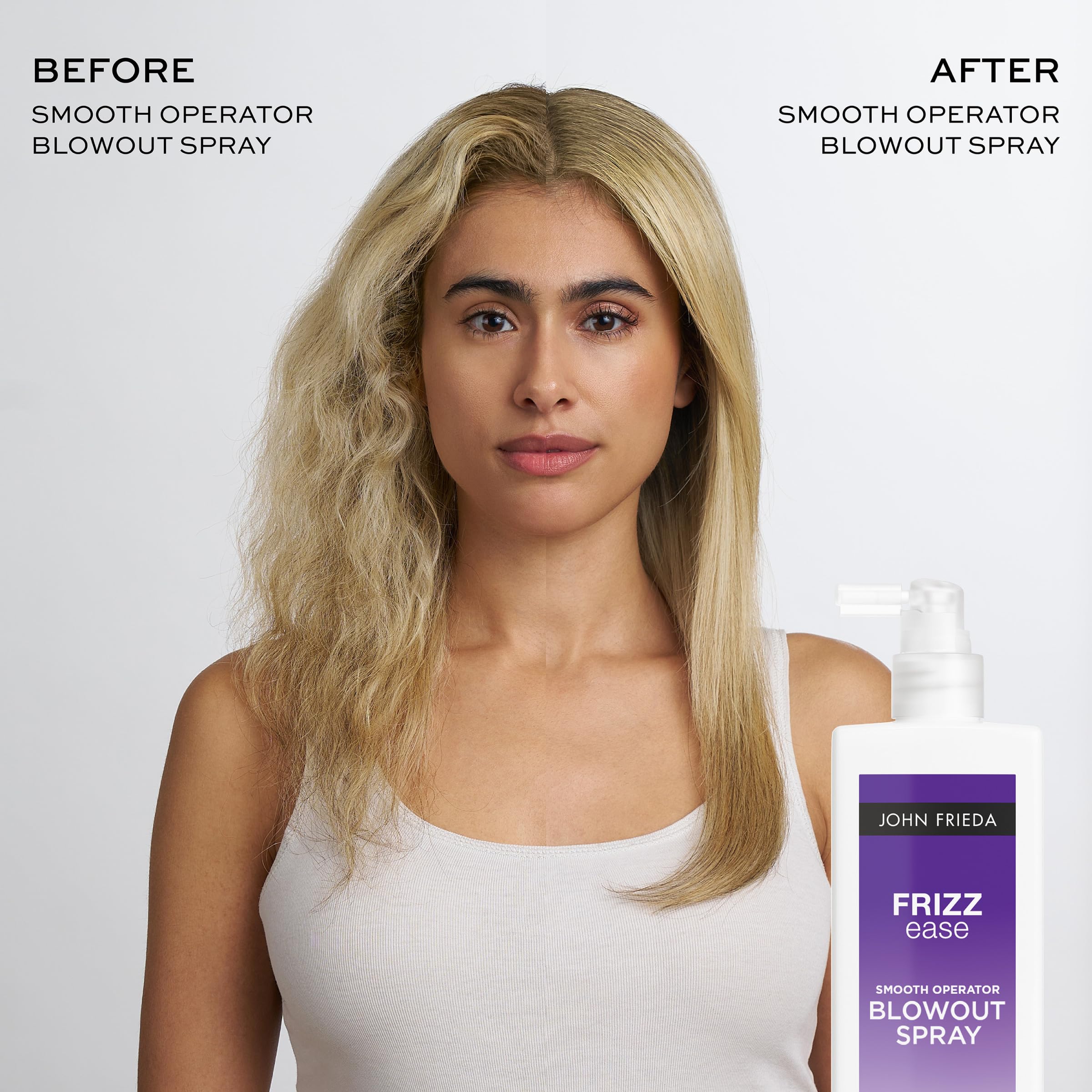 John Frieda Frizzease Smooth Operator secado con secador para mejor alisado.