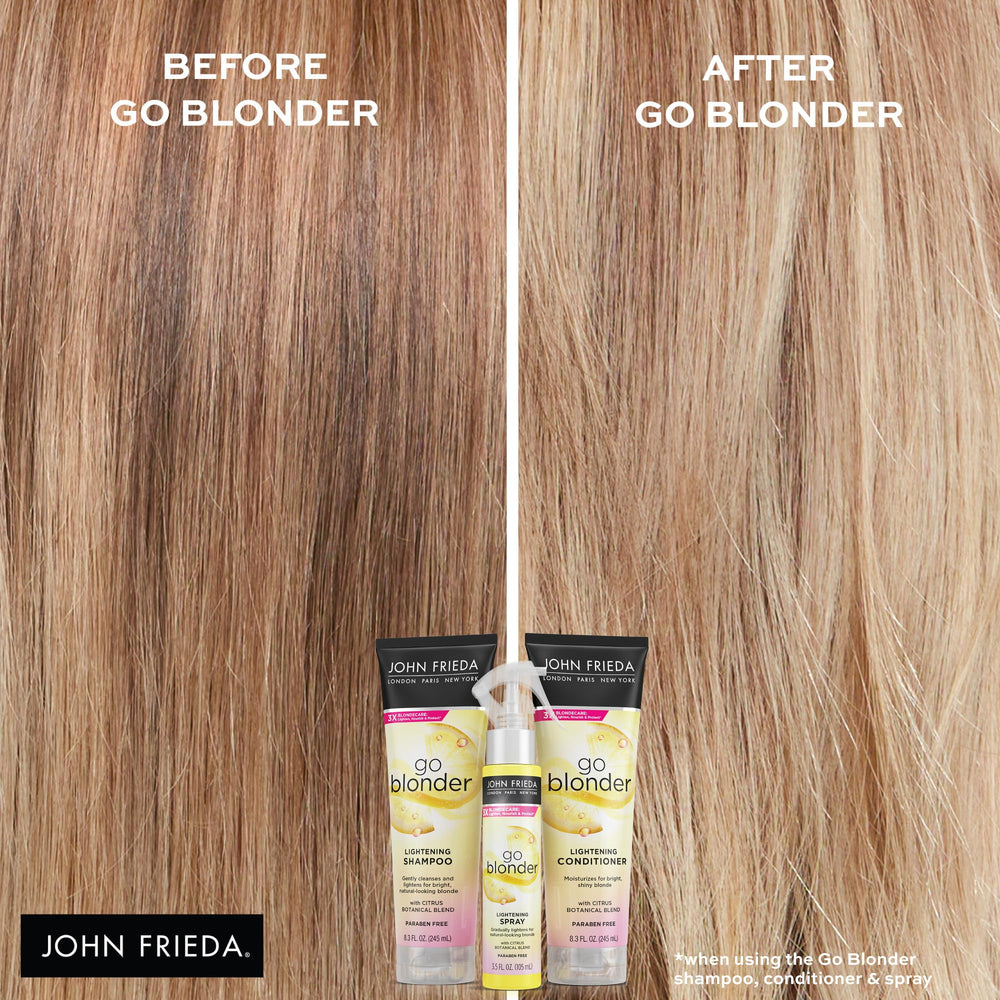 John Frieda Go Blonder conditioner application on hair for smoothness