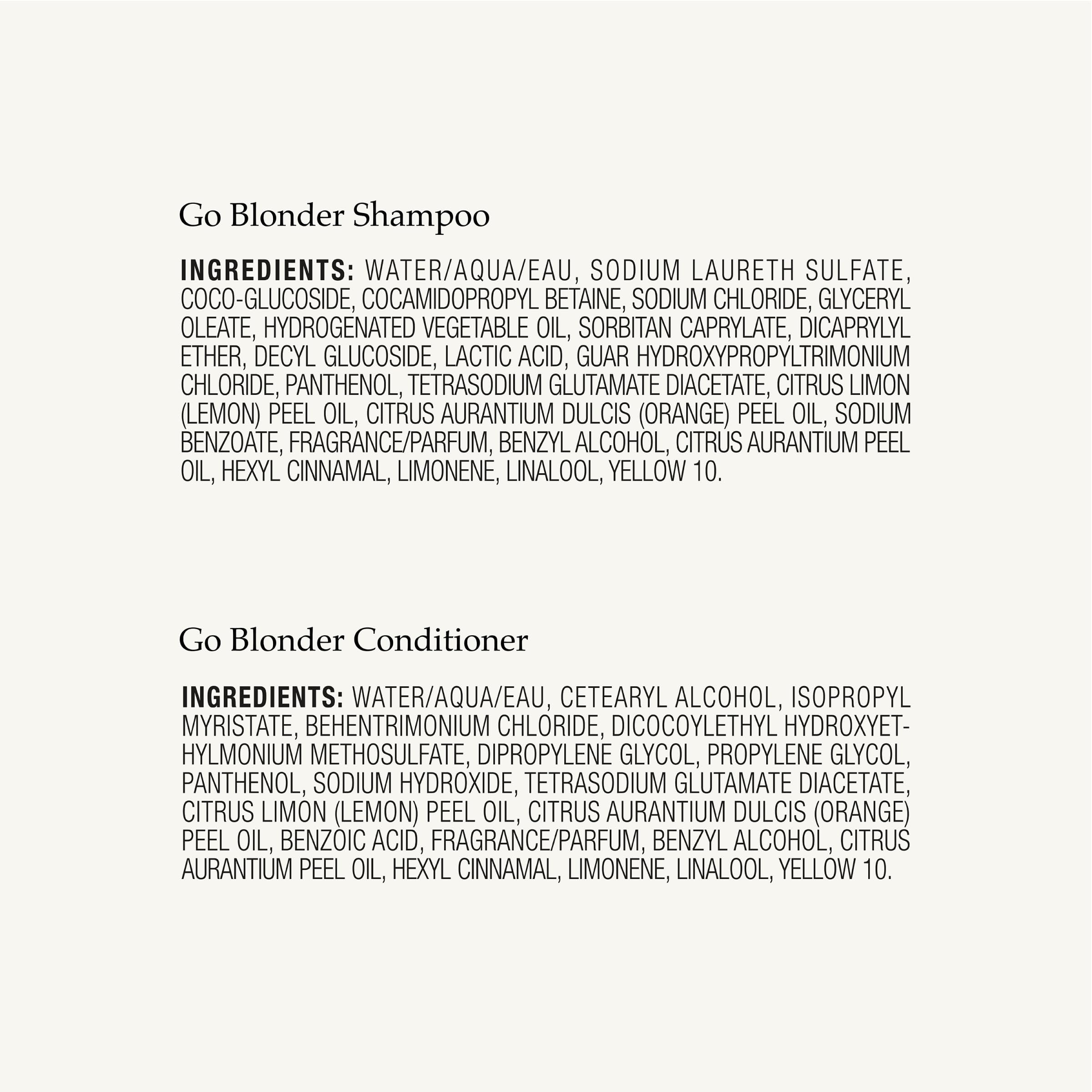 John Frieda Go Blonder ingredient highlight shows citrus and chamomile for refreshing hair