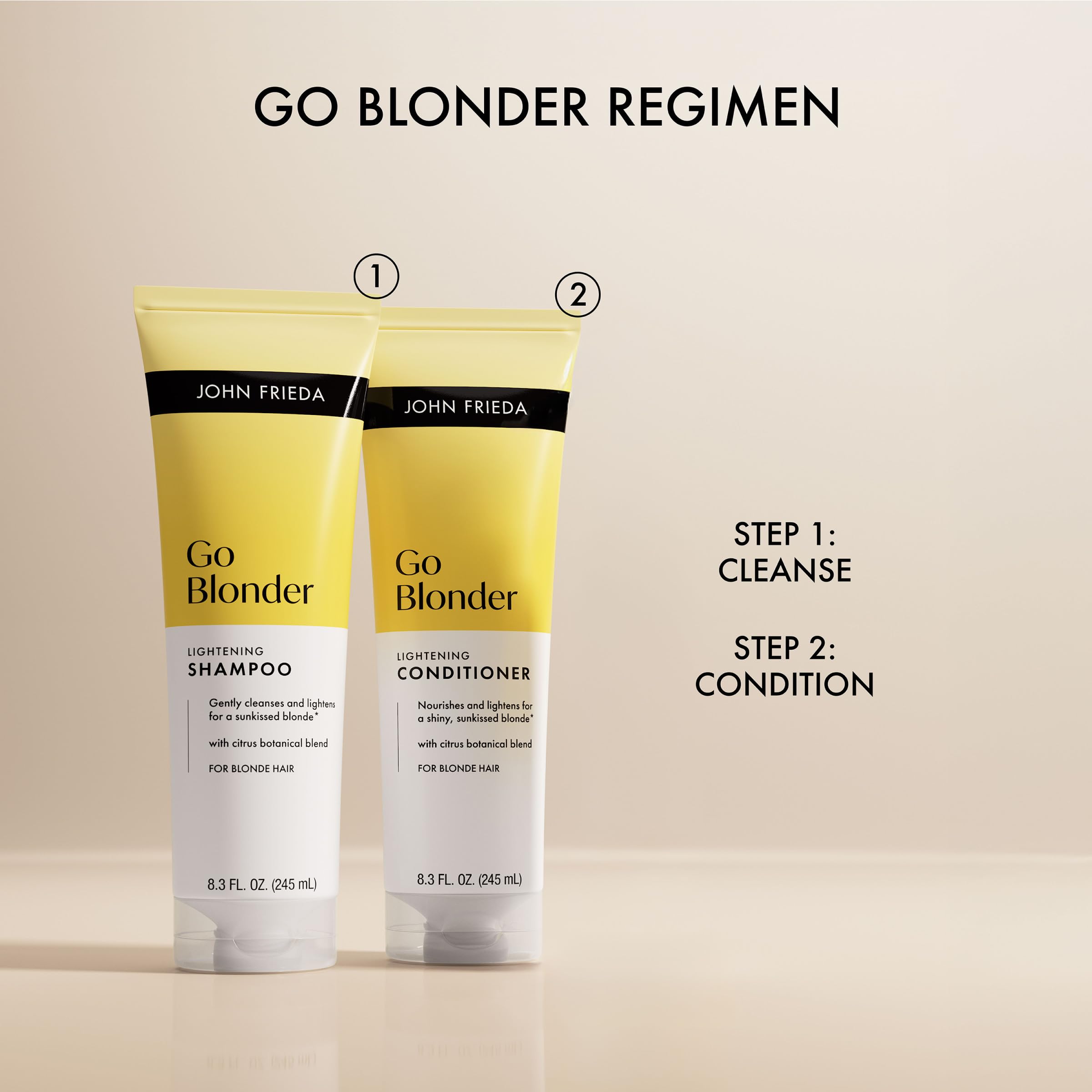 John Frieda Go Blonder shampoo with light lather demonstrates brightening potential