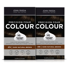 John Frieda Precision Foam Color 4N packaging shows mess-free, full coverage option
