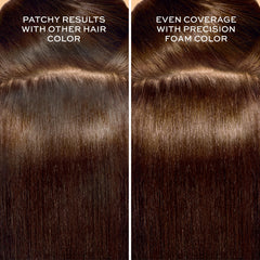 John Frieda Precision Foam Color 5NBG foam application demonstrates mess-free dyeing