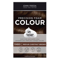 John Frieda Precision Foam Color 5NBG packaging image shows a complete kit for at-home color