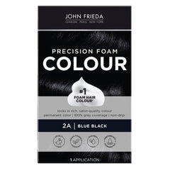 John Frieda Precision Foam Color blue black 2A application for mess-free coloring.