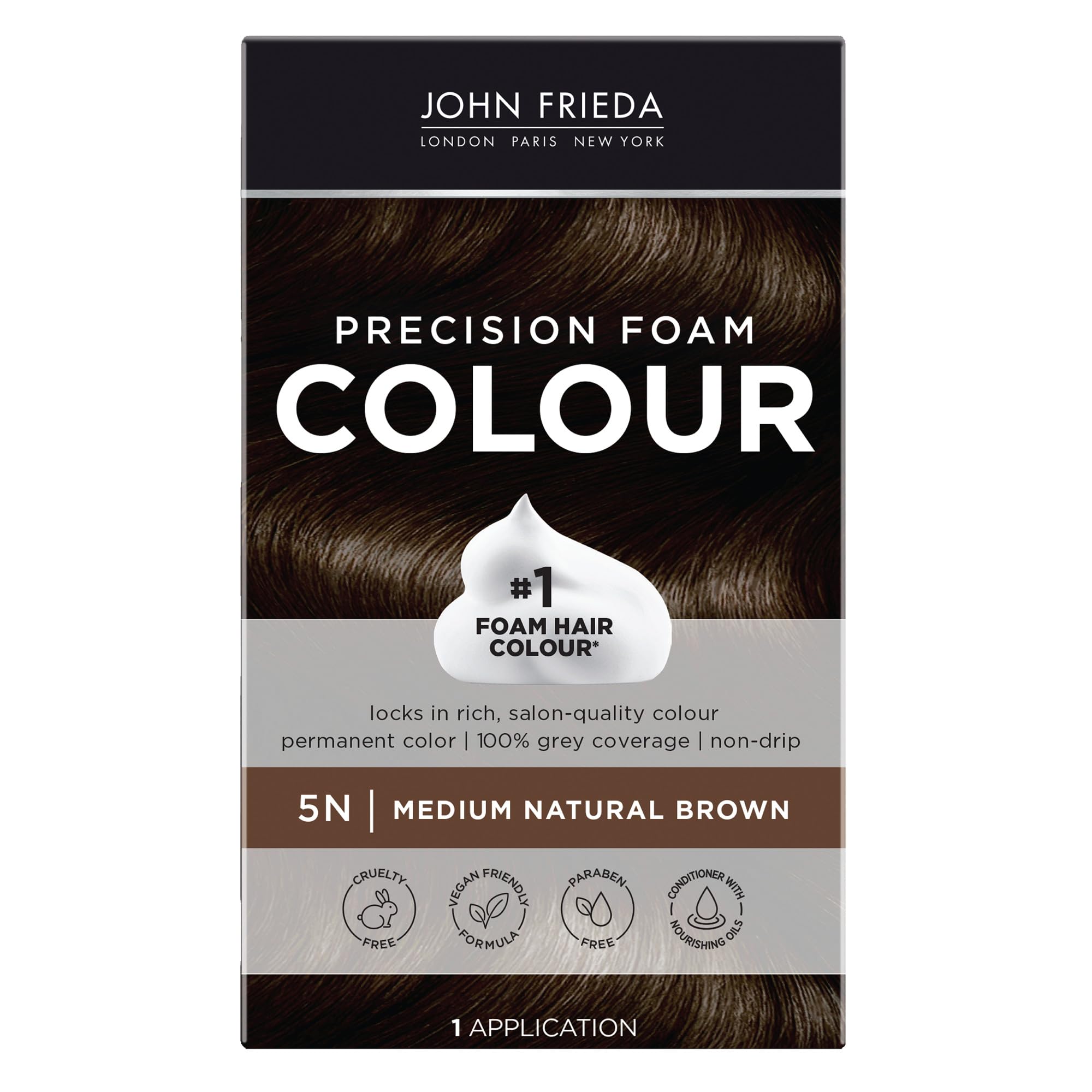 John Frieda Precision Foam Colour kit packaging showing the full at-home color set