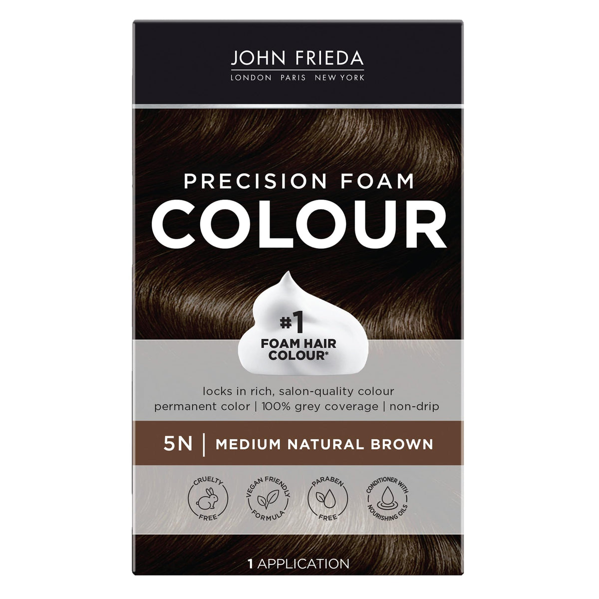 John Frieda Precision Foam Colour kit packaging showing the full at-home color set