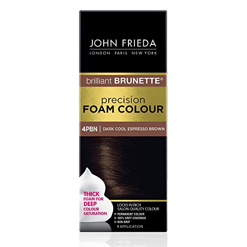 John Frieda precision foam colour root-to-tip coverage on brunette hair
