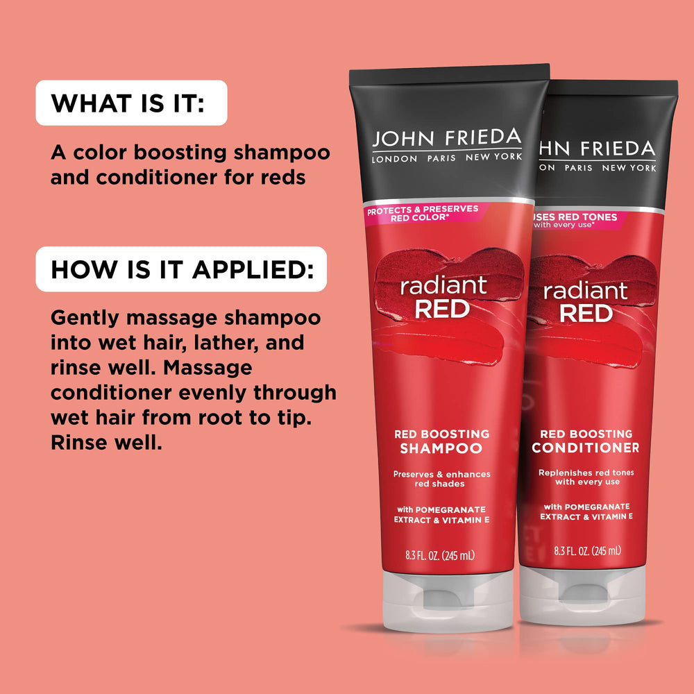 John Frieda Radiant Red color protection graphic reinforces fade resistance