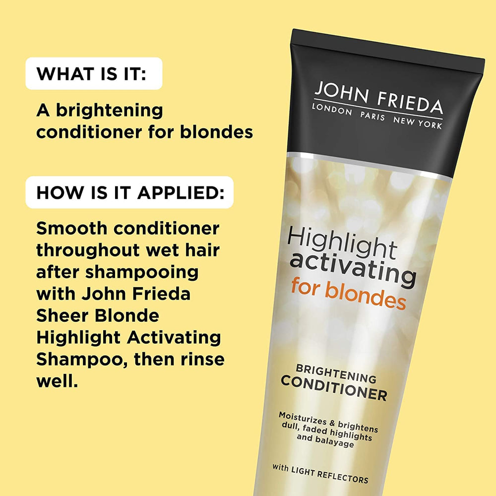 John Frieda Sheer Blonde aplicación suave en el cabello para realzar reflejos.