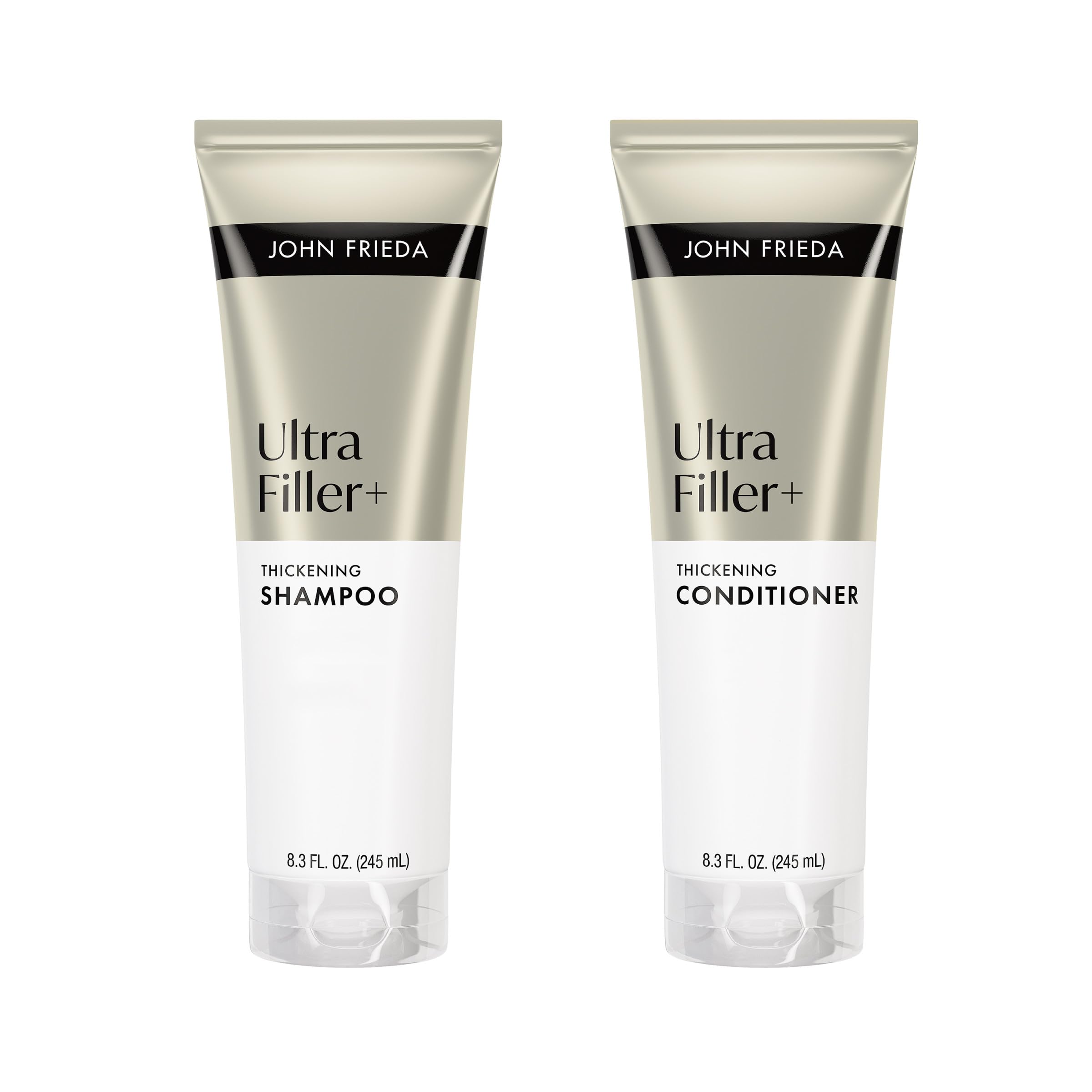 John Frieda ULTRAfiller+ Champú: botella con volumen visible para cabello fino.