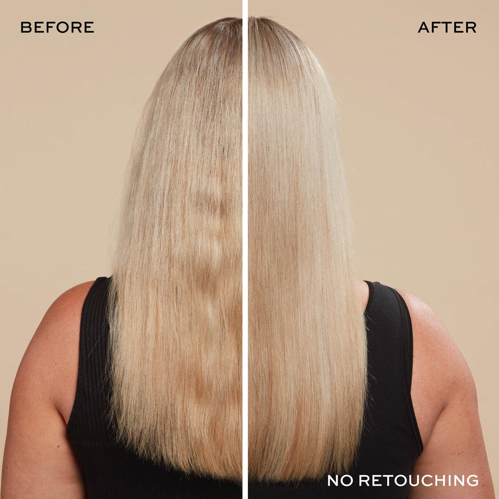 Cabello rubio limpio y brillante con aspecto saludable.