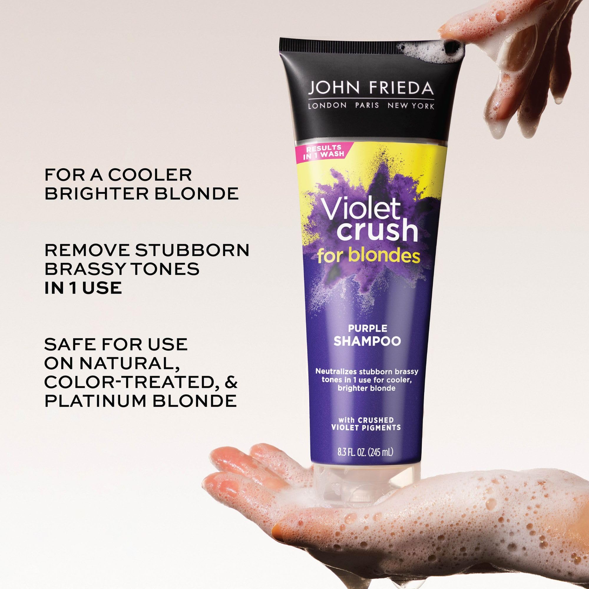 Aplicación rápida de Violet Crush para rubio más frío y brillante.
