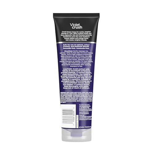 Resultado de cabello brillante y frío con uso regular de Violet Crush.
